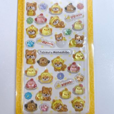 豆しば×ぴよりんバブルステッカー
